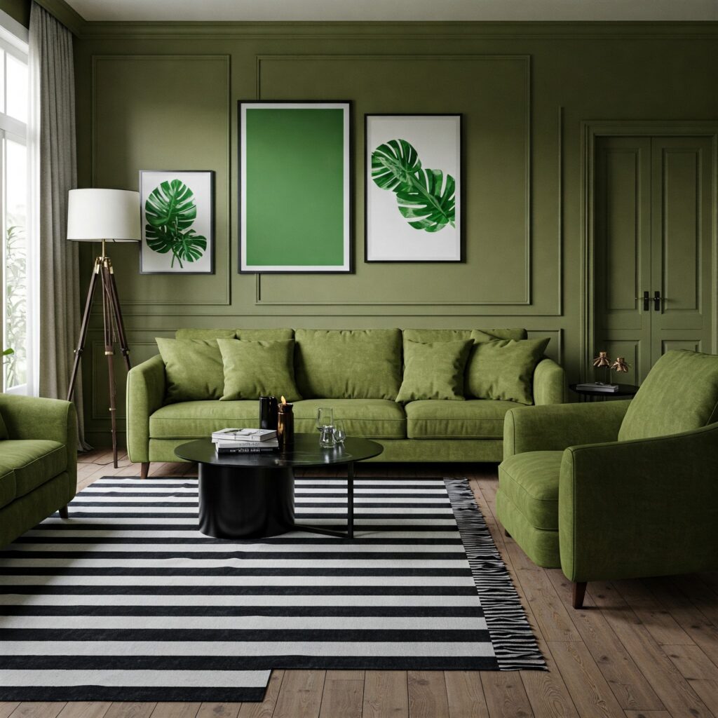 Olive Green Living Room 19