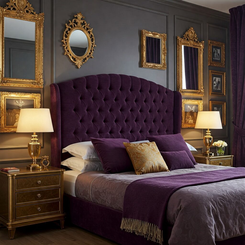 Royal purple bedroom decor