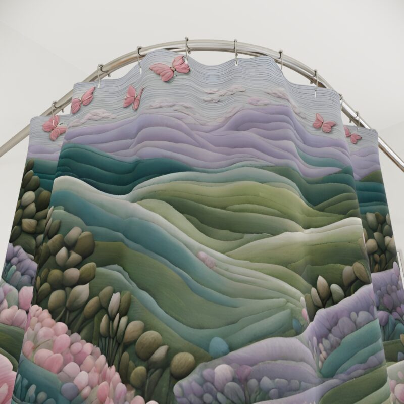 Rosy Meadow Shower Curtain - Image 3
