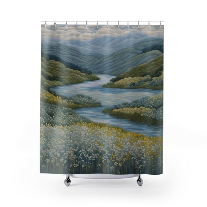 Azure Drift Shower Curtain - Image 2