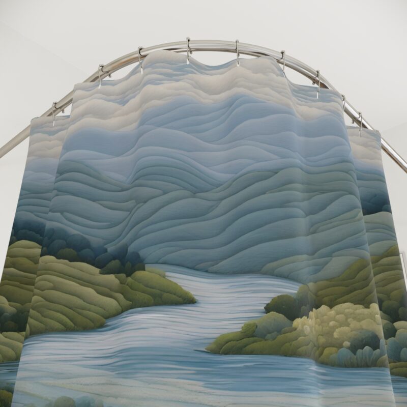 Azure Drift Shower Curtain - Image 3