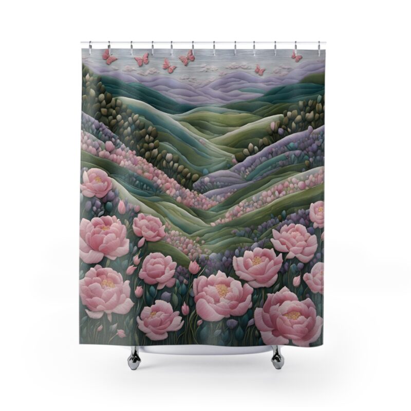 Rosy Meadow Shower Curtain - Image 2