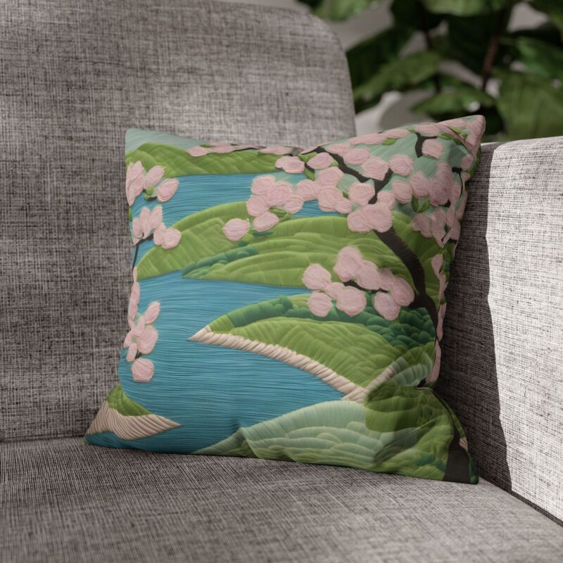 Sakura Stream Faux Suede Pillowcase