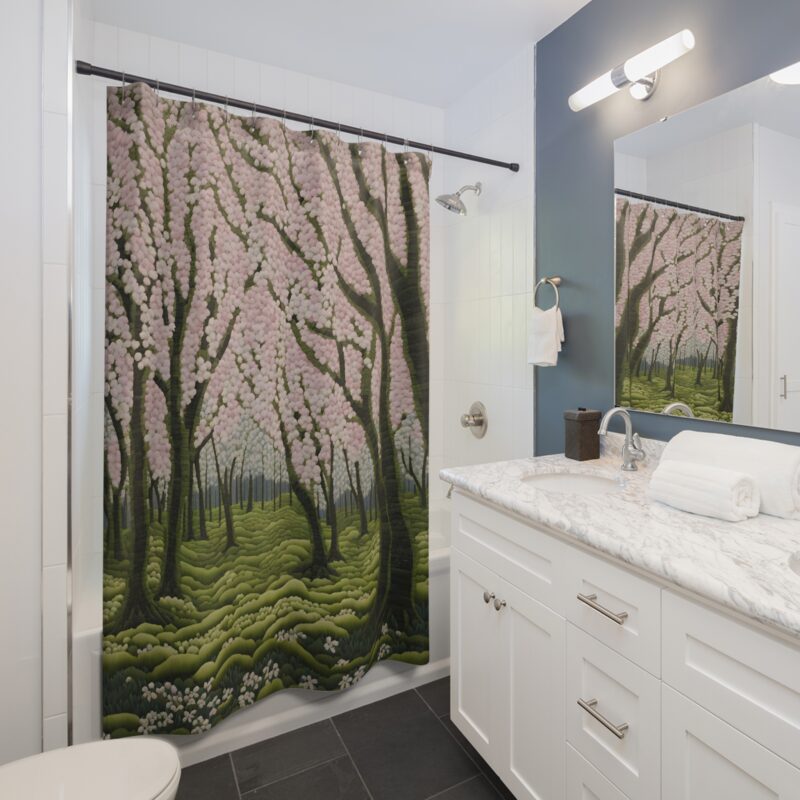 Whispering Sakura Shower Curtain - Image 4