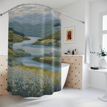 Azure Drift Shower Curtain