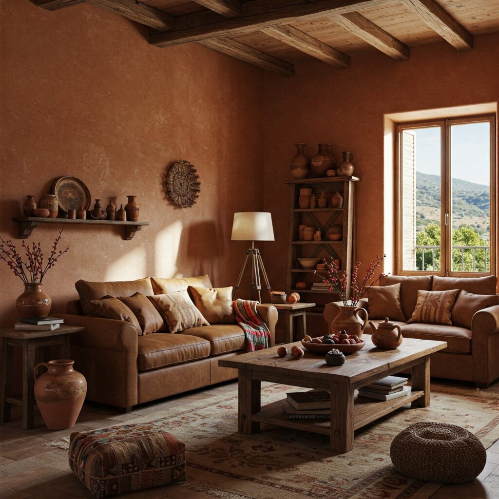 Brown Living Rooom with earthy tones 2