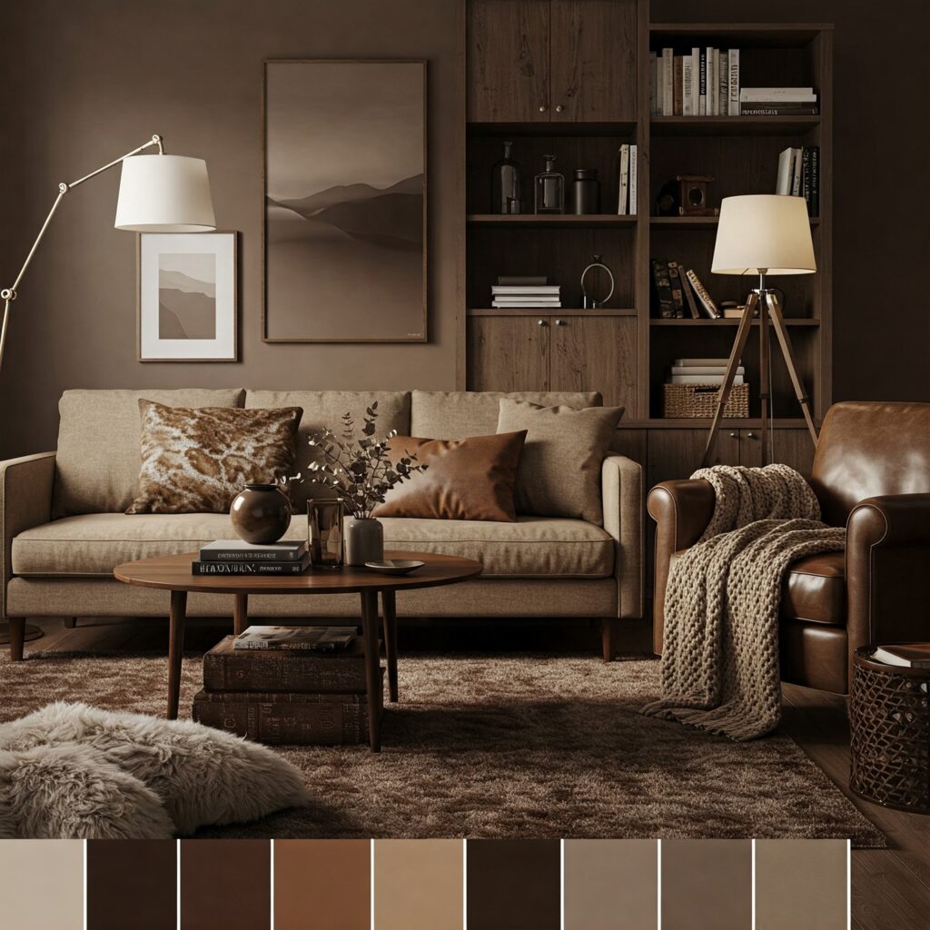 Monochromatic brown living room 2